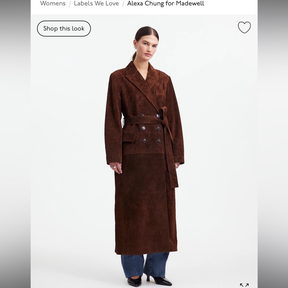 Alexa Chung for Madewell Double-Breasted Blazer Overcoat in Suede